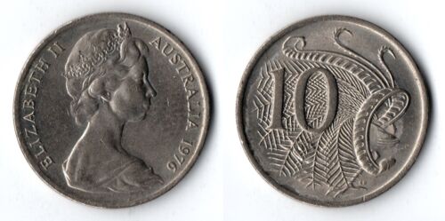 Australia 1976 10 Cents KM# 65 Cu-Ni Queen Elizabeth II Superb Lyrebird Value