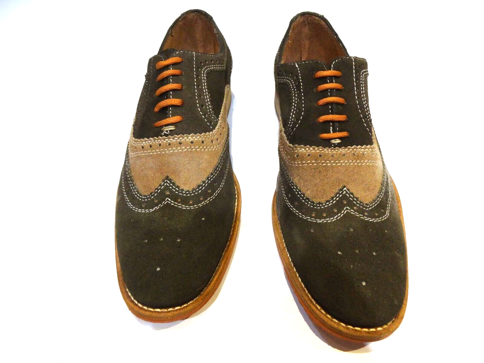 SAOLA Scarpa Giorgio Bruntini Spectator punta ala verde oliva marrone nabuk scamosciato solo 9