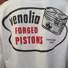 Vintage DRAG/GASSER/SPRINT/NASCAR/MIDGET RACE T shirt  VENOLIA FORGED PISTONS