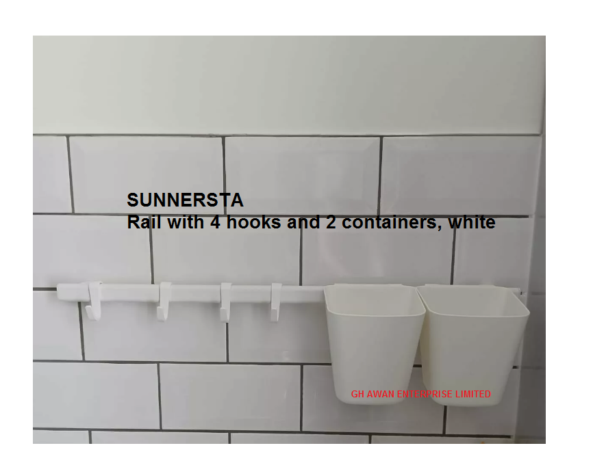 IKEA SONNENSTA Küchenleiste, Haken, Behälter, weiß, Arbeitsplatte Platzsparer, N