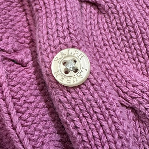 Vintage Ralph Lauren Girls Long Sleeve Mini Cable Knit Cardigan Accent Pink Sz 7 - Picture 8 of 16