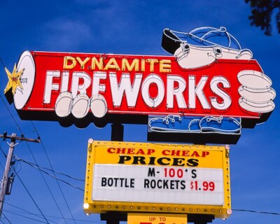8x10 Vintage Photo of Dynamite Fireworks sign, Route 17, Myrtle Beach, SC.