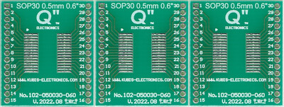 TSSOP30, TFSOP30 0.50mm(0.02'') to DIP 0.6'' (1.27mm pin raster) - 3 PCS. [US]