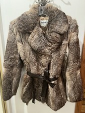 Genuine 100% Rabbit Fur Jacket Coat Size Medium By Split End Ltd  Euc