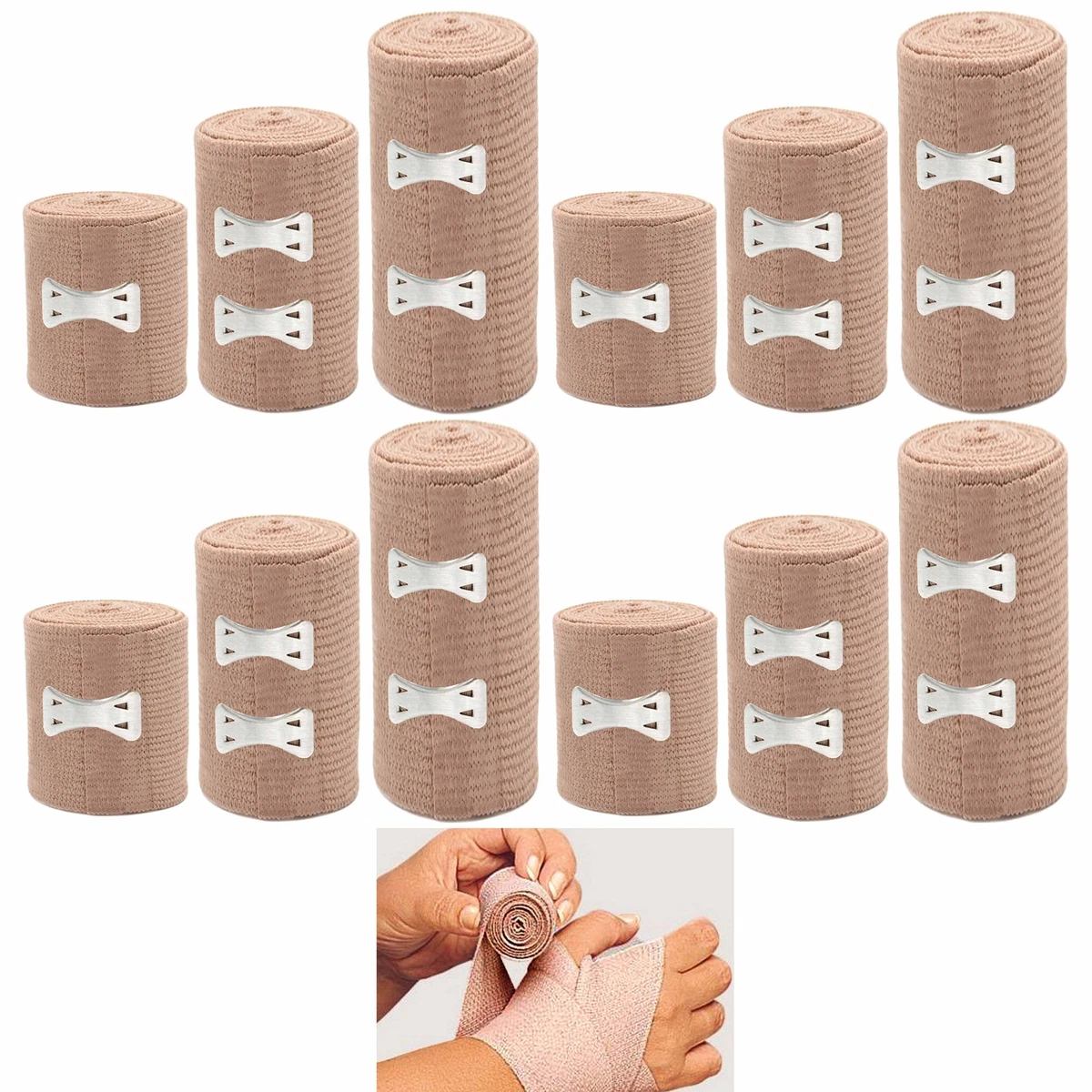 12 Cotton Elastic Bandage Wrap Adhesive First Aid Flexible Sport
