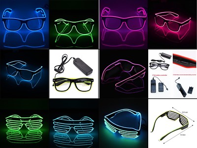 EL Wire Neon LED Light Sunglasses Eyewear Shade Nightclub Halloween Rave  Party