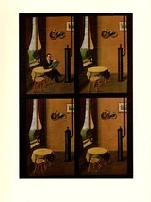 1974 Vintage MAGRITTE "MAN WITH NEWSPAPER, AU JOURNAL" COLOR offset Lithograph