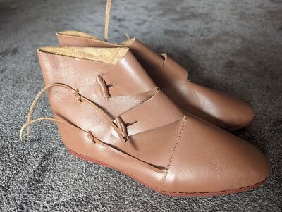 Scandinavian leather boots Nordic style toggle boots Viking festival shoes