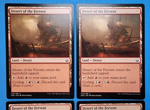 4x Desert of the Fervent Hour of Devastation 2017 Mtg Magic Land Mana Card 170 - Picture 2 of 4