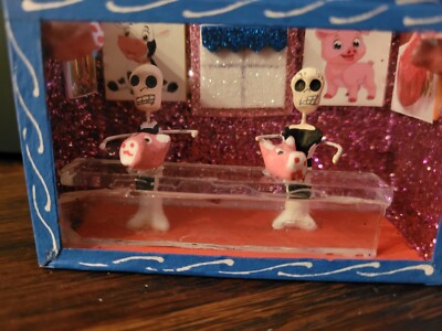 Pig Butcher Shop Pork Chop Day of the Dead Shadow Box Diorama Mexico