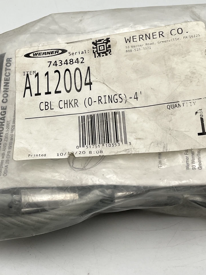 Werner A112004 Cable Choker, 4'L, O-Rings - Image 3 of 4