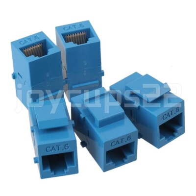 40pcs CAT6 8P8C Inline RJ45 Keystone Wall Coupler Jack Adapter Blue