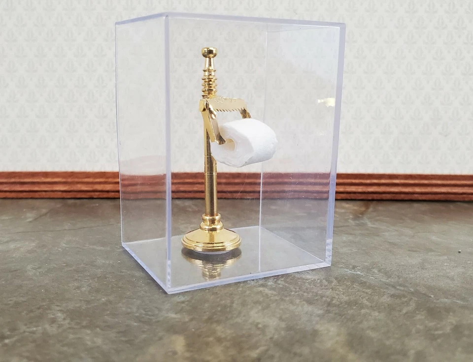 Soporte de papel higiénico para casa de muñecas latón dorado Reutter escala 1:12 decoración de baño Foto 3 de 3