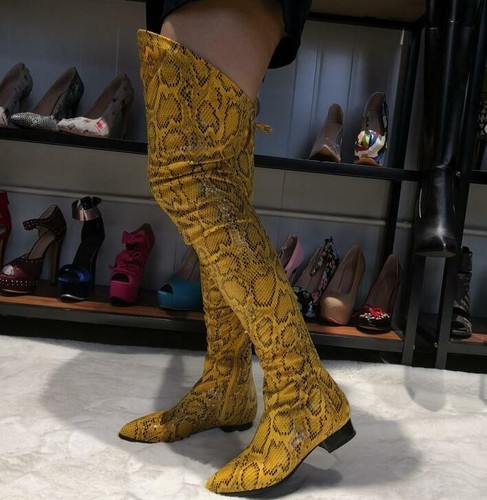 Knee Boots Flat Shoes Block Heel Casual 