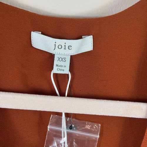 NWT JOIE womens size XXS Sophiana puff sleeve cropped wrap blouse in cayenne - Picture 6 of 8