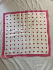VTG Vera Neck Scarf White Pink Polka Dots Acetate 23 x 23" Japan