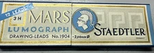 Vintage 1930s 3 H Mars Lumograph 12 Leads Staedtler Made in Germany 1904