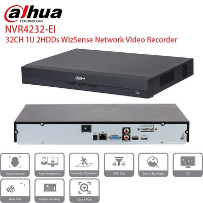 32CH NVR DAHUA NVR4232-EI 2HDD WizSense Face Recognition Quick Pick Heat Map US