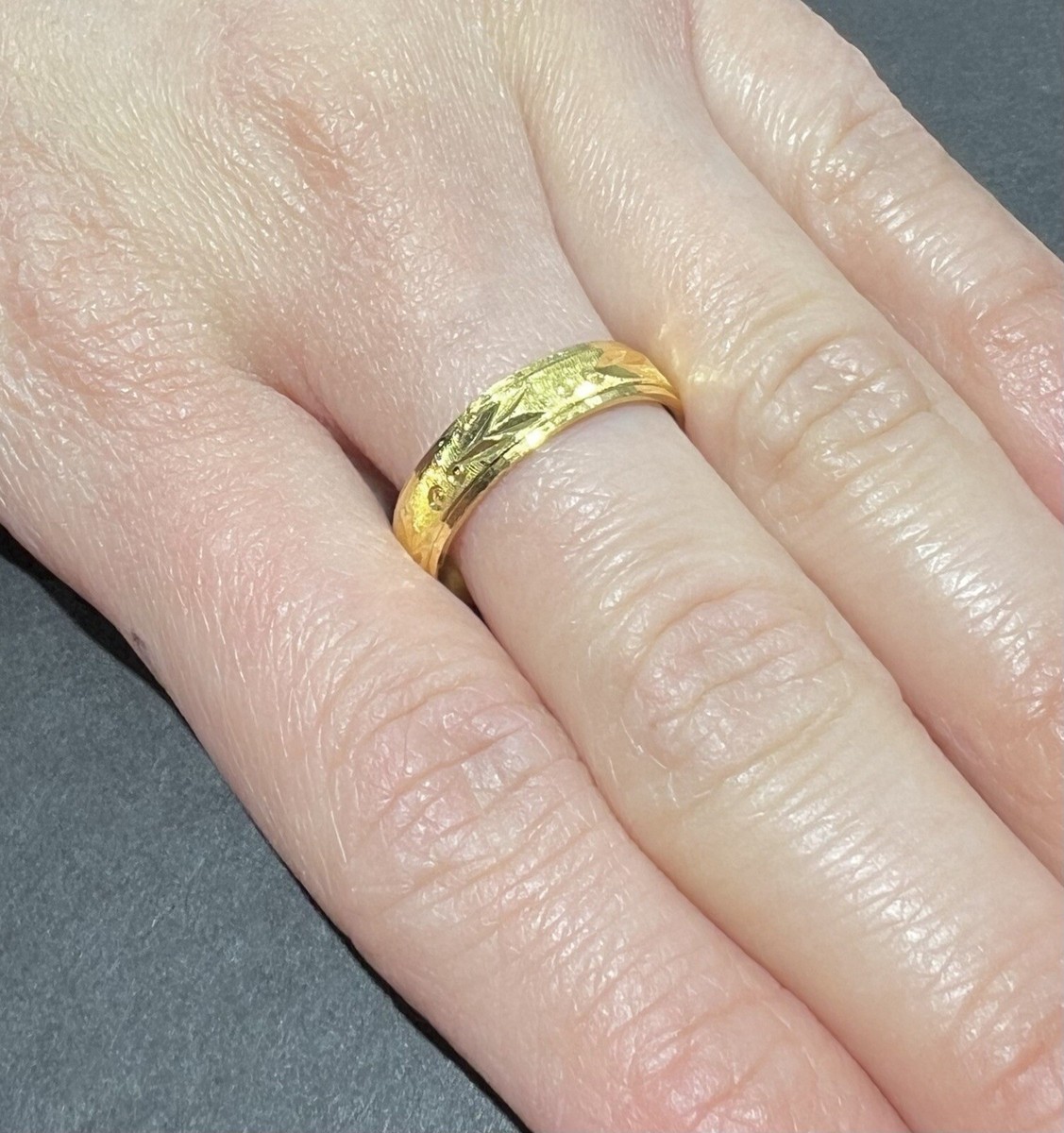 24K Yellow Gold Flat Shape Unisex Design Ring | eBay