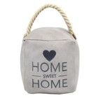 Door Stop Home Sweet Home Grey Faux Leather Heavy 1.5KG Doorstop H 16cm