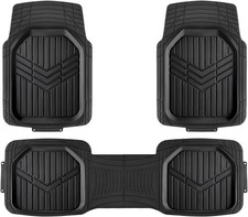 Amazon Basics 3-Piece All-Weather Heavy Duty, Full Set Rubber Floor Mats for Uni