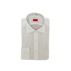 775$ ISAIA NAPOLI "Mix" White Solid Dress Shirt Hand-Sewn 100% Linen
