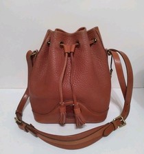 Vintage Dooney Bourke Handbag Brown All Weather Leather Drawstring Bucket Bag