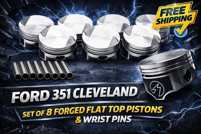 Sealed Power Forged Coated Skirt Flat Top Piston Set Ford Cleveland 351C .030