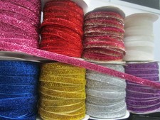 20 METERS Glitter Ribbon Lace Non-elastic 1cm wide border Desired Color...