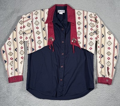 Vintage Sassa Western Long Fringe Shirt Womens Small Button Down Rodeo USA Made