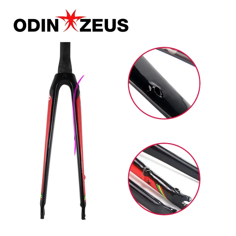  Horquilla de bicicleta de carretera de liberación rápida 700C de carbono completo freno horquilla de tubo cónico Foto 3 de 4