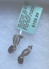 Blue and White Lab-Created Sapphire Frame Stud Drop Earrings in Sterling 925