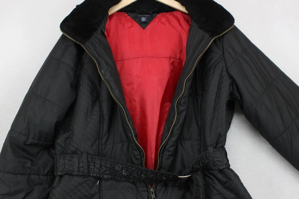 Abrigo parka Tommy Hilfiger para mujer talla XL negro con capucha aislante cremallera completa Foto 4 de 4