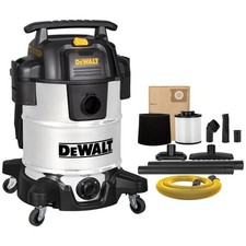 10 Gallon DEWALT Stainless Steel Wet/Dry Vacuum with Hose  Accessories
