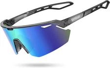 Lamicall 24g Polarized Sports Sunglasses middle, Gray Frame-blue Green Lens 