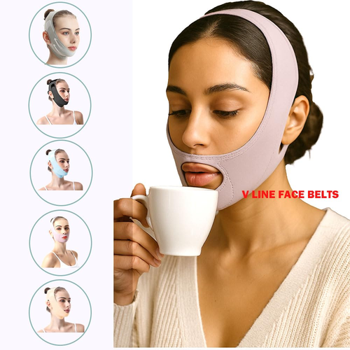 Banda barbilla ajustable silicona V line reductora doble menton moldeador facial - Picture 4 of 12