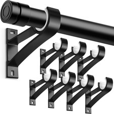 8 Pack Curtain Rod Bracket, 1 Inch Heavy Duty Holder Black Drapery Single Hooks