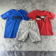Puma H M Outfit Set Boy's M 7, 8, 9 Shorts T-Shirts Mixed Brands Red Blue Gray