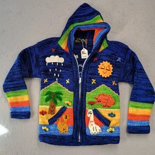 American South Side Alpaca Peru Cardigan Sweater Full Zip Kids 2Y-xl