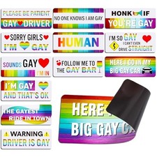 12 Pcs Funny Gay Car Magnets Bumper Prank Rainbow Minimalist