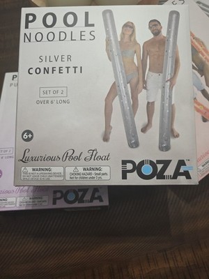 New POZA Inflatable Silver Confetti Water Swimming  Pool Noodles Set Of 2