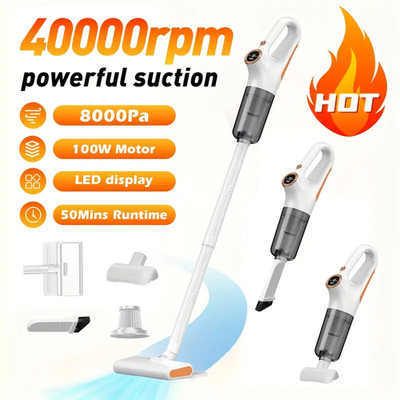 Cordless Stick Vacuum Cleaner, 8000Pa Suction, 50Min Runtime LED Display