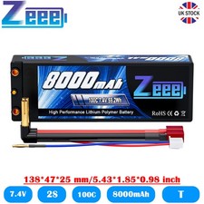 Zeee 2S Lipo Battery 7.4V 8000mAh 100C T 4mm Bullet for RC Boat Car Truck Heli