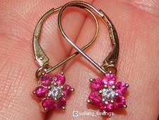 14K YELLOW GOLD EFFY SAPPHIRE & DIAMOND 1 INCH LEVERBACK DROP DANGLE EARRINGS