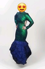 Custom Made Sequin Prom dress Peacock Colors