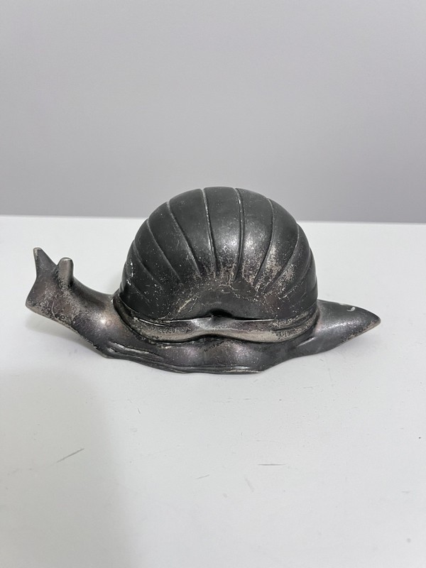 Vintage Silverplated Snail Shaped Caviar Dish/Butter Dish, Glass Liner 