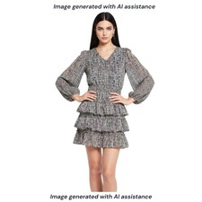 Express L abstract multicolored print sheer sleeve mini dress    $88 retail
