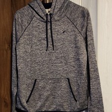 Under Armour Gray Black Pullover Hoodie S Polyester Logo Thumb Holes Long Sleeve