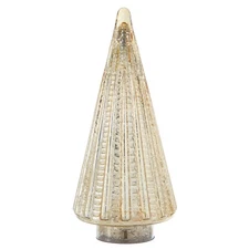 Glass Ribbed Christmas Tree Tabletop Decoration, Gold, 13", by My Texas House