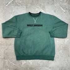 Harley Davidson Sweatshirt Men XL Pullover Crewneck Embroidered Green PIttsburgh